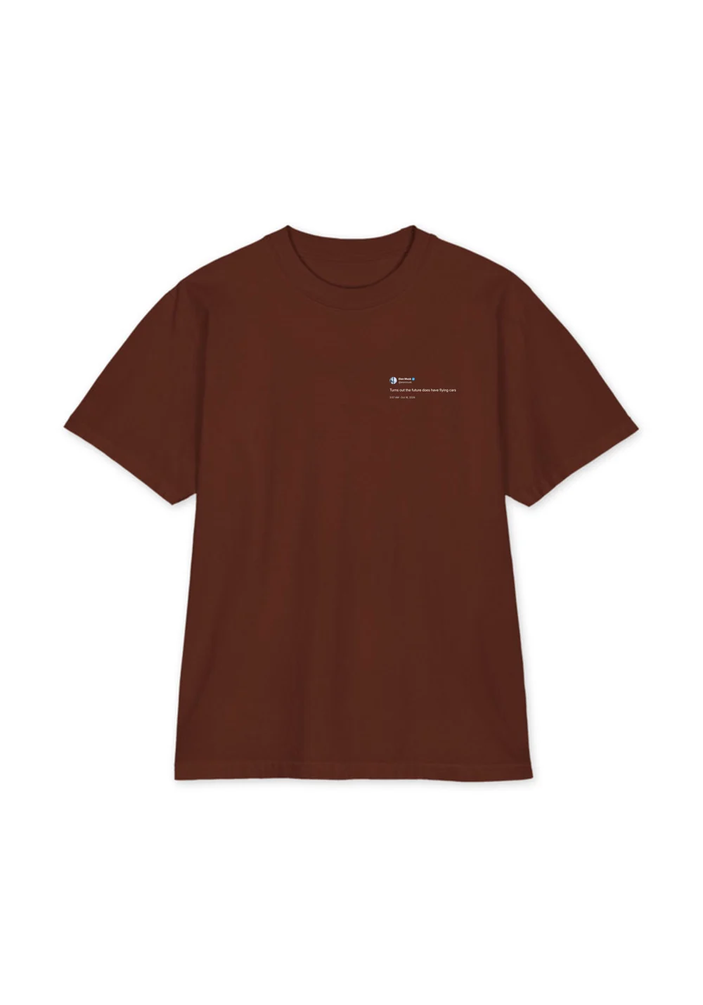 Flying Cars Tee — Brown, front